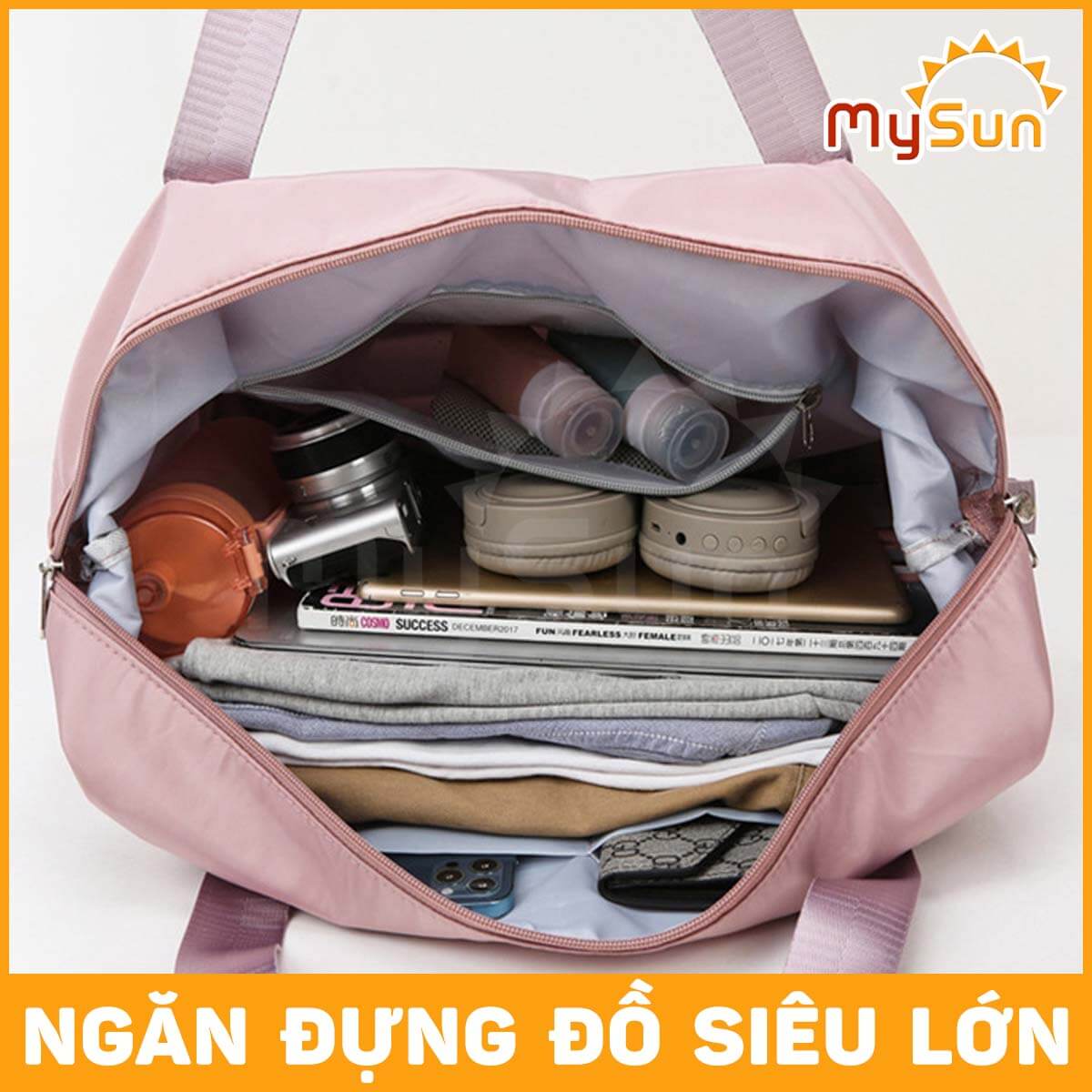 Túi xách đựng đồ du lịch quần áo cá nhân gấp gọn 2 tầng cỡ lớn cho nam nữ chính hãng MySun Double