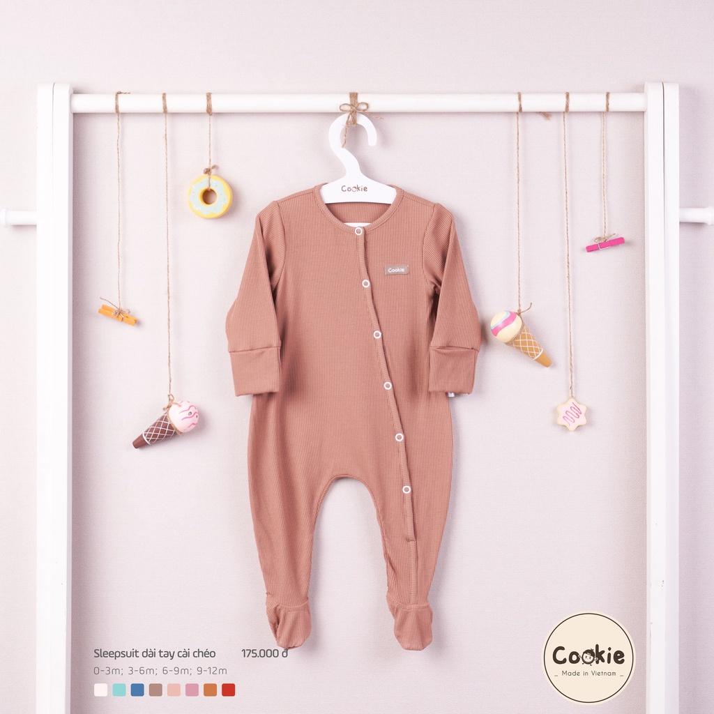 Body Có Tất Cookie/ Bộ SleepSuit Cookie Dài Tay Cài Chéo Liền Tất Chất Cotton Tăm Mềm Mại