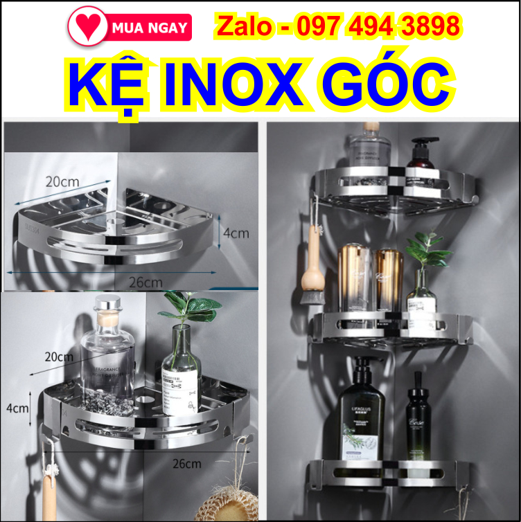 Giá inox gia dụng tiện ích kệ đựng đồ nhà vệ sinh, rửa chén ngăn nắp gọn đẹp sang trọng