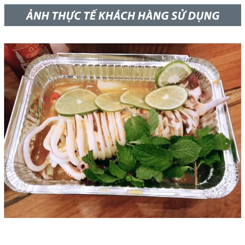 SET 10 KHAY LÁ NHÔM 650ML (KHAY GIẤY BẠC CÓ NẮP) - FOOD ALUMINUM BOX - ĐỰNG THỰC PHẨM DÙNG 1 LẦN