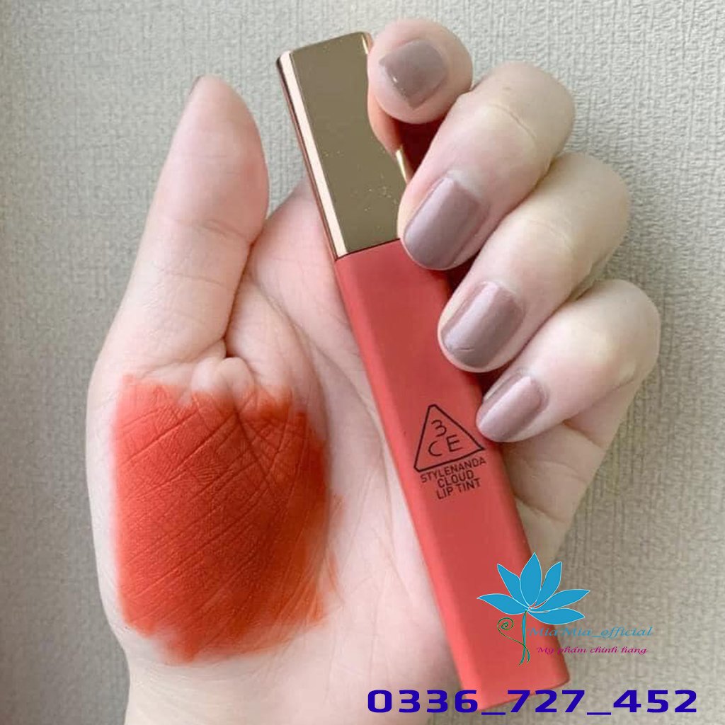 Son Kem Lì 3CE Cloud Lip Tint Peach Tease - Sắc Cam Đào Đỏ Ấm Bền Màu Lâu Trôi [NHẬP KHẨU CHÍNH HÃNG CHECK HIDDEN TAG]