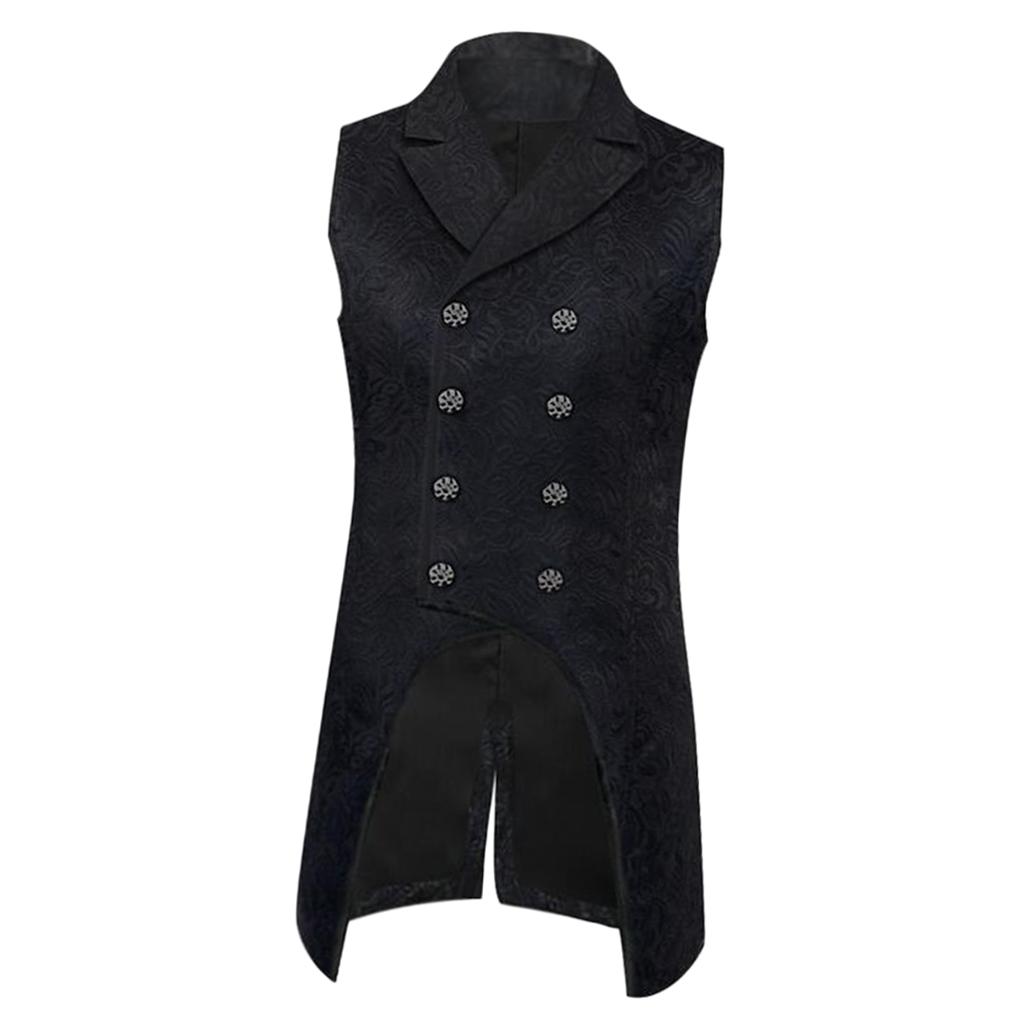 Mens Gothic Steampunk Double Breasted Vest Brocade Waistcoat