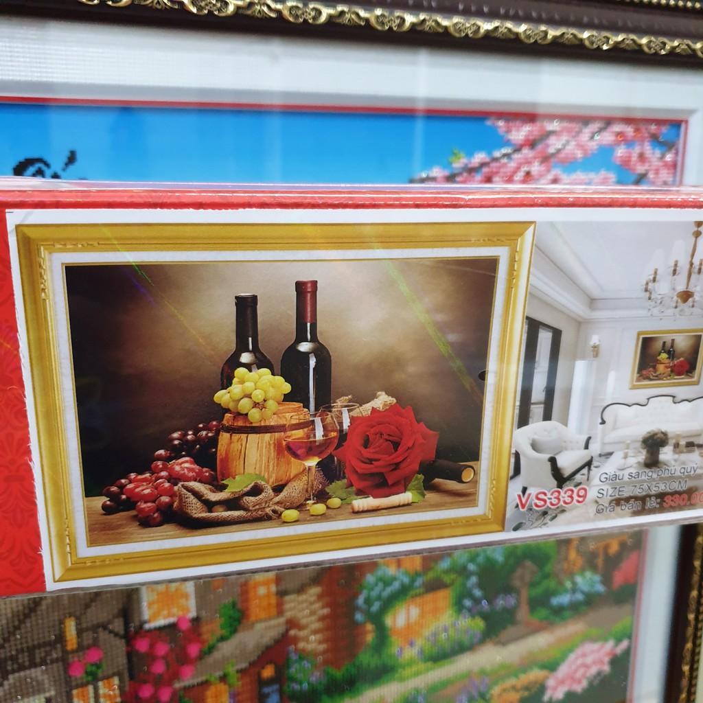 Tranh Đính Đá BÀN TIỆC TRÁI CÂY . Kích Thước: 75cm x 53cm