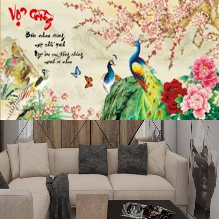 Tranh đá vợ chồng công hoa đào YN5368 - kích thước: 100 * 50cm.