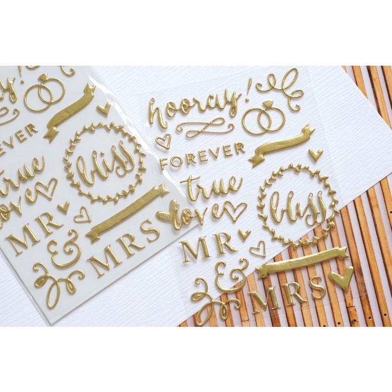 Die cut sticker chữ ánh vàng trang trí scrapbook sổ tay