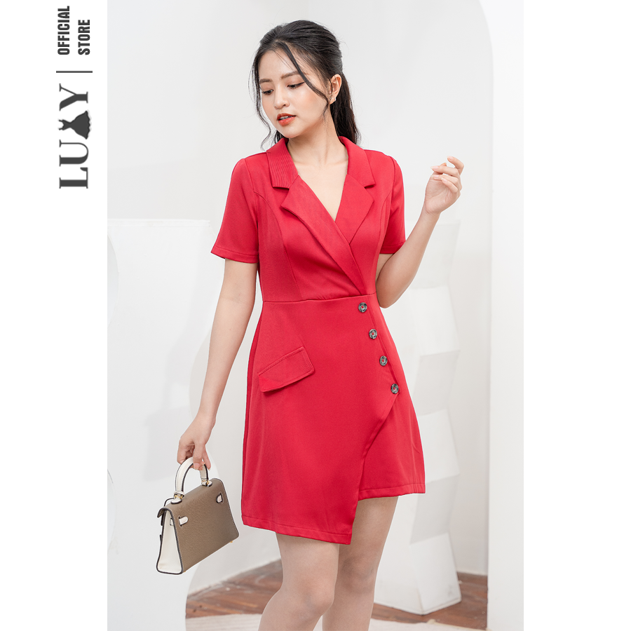 Váy dáng vest ôm cúc chéo LUXY V129 đủ size từ 42kg - 65kg