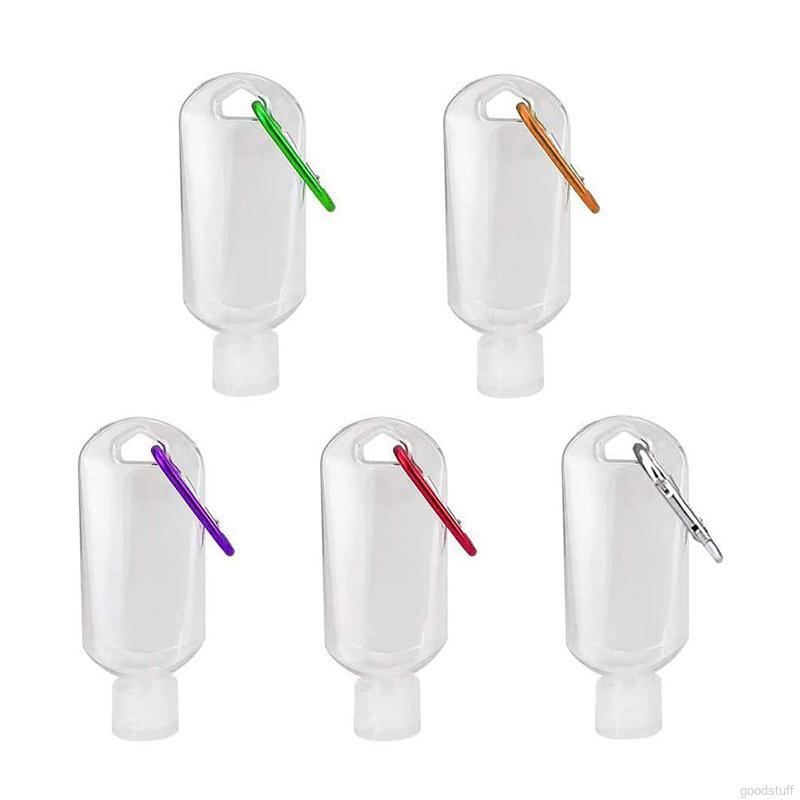 Set 5 Bình Nước Trong Suốt 50ml Có Móc Treo Chìa Khóa Tiện Dụng