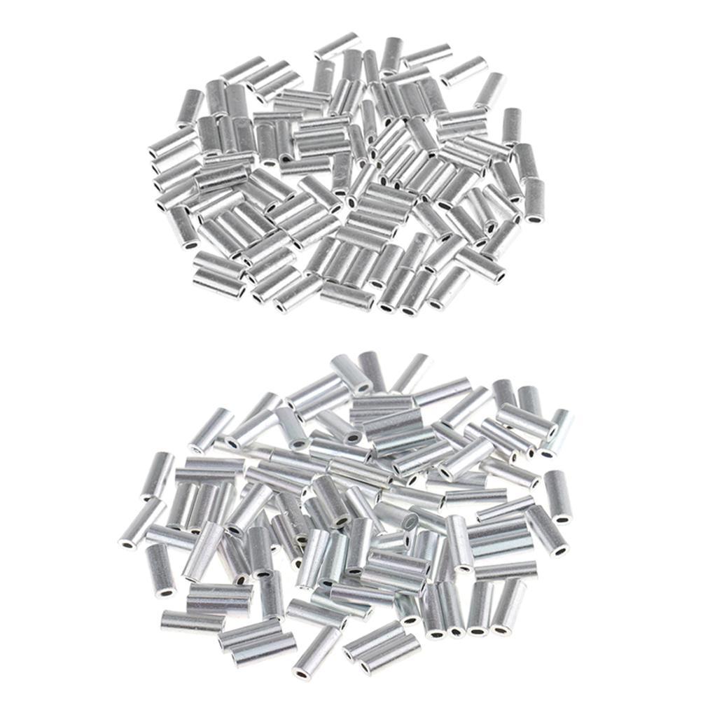 200 Pieces 1.2mm-1.5mm Inside Diameter Fishing Wire Leader Crimps Single Barrel Crimping Sleeves Aluminum Tube Connector Fishing Tackle Kit