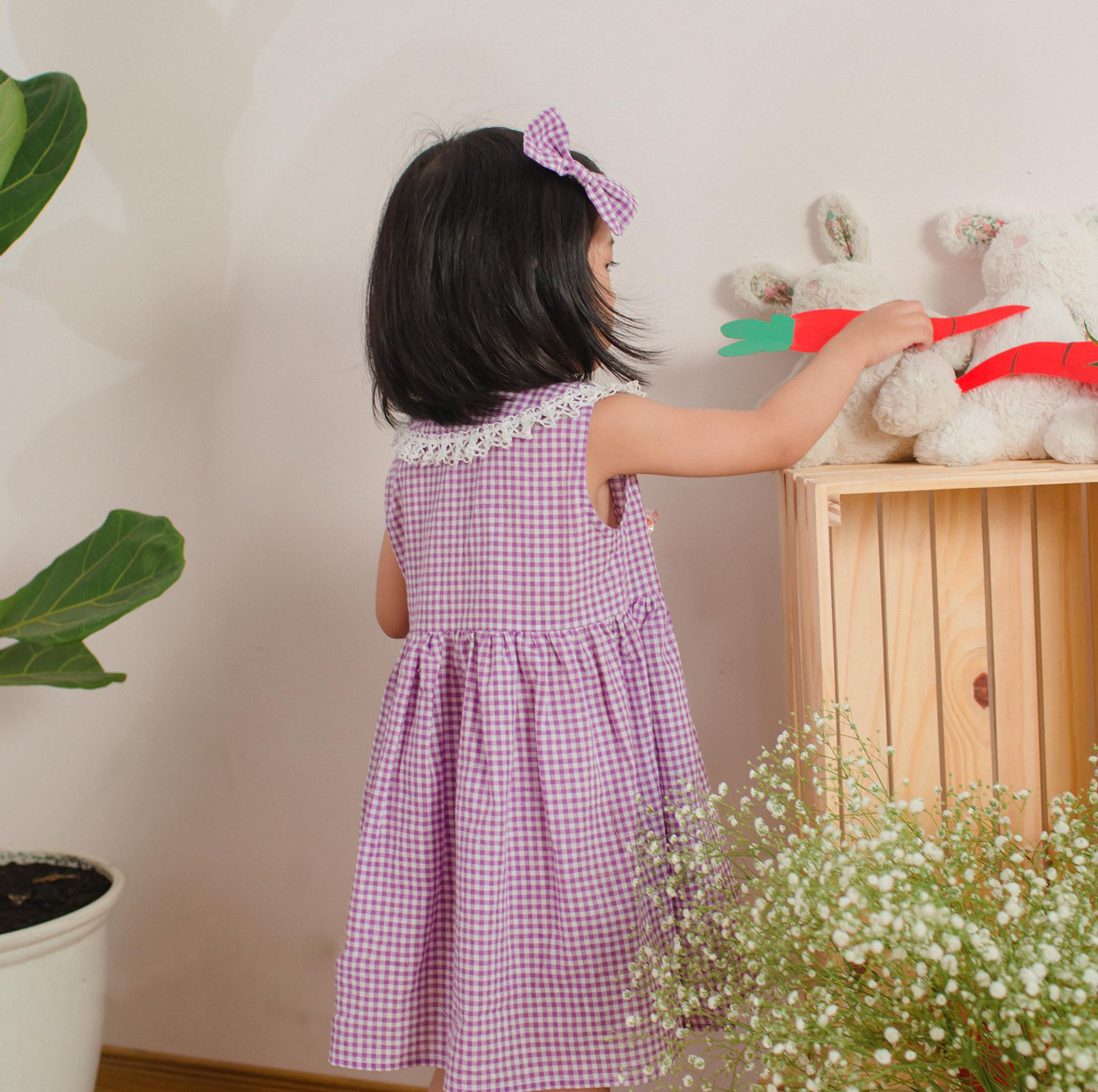 Đầm Xoè Caro Dành Cho Bé Từ 1 Đến 6 Tuổi