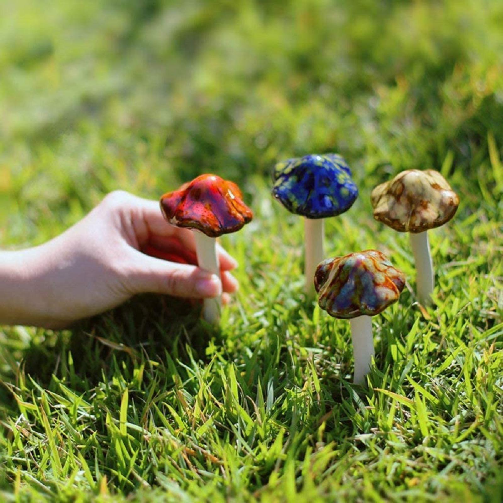 Rustic Garden Mushroom Home Backyard Patio Yard Lawn Decor Statue Stakes
