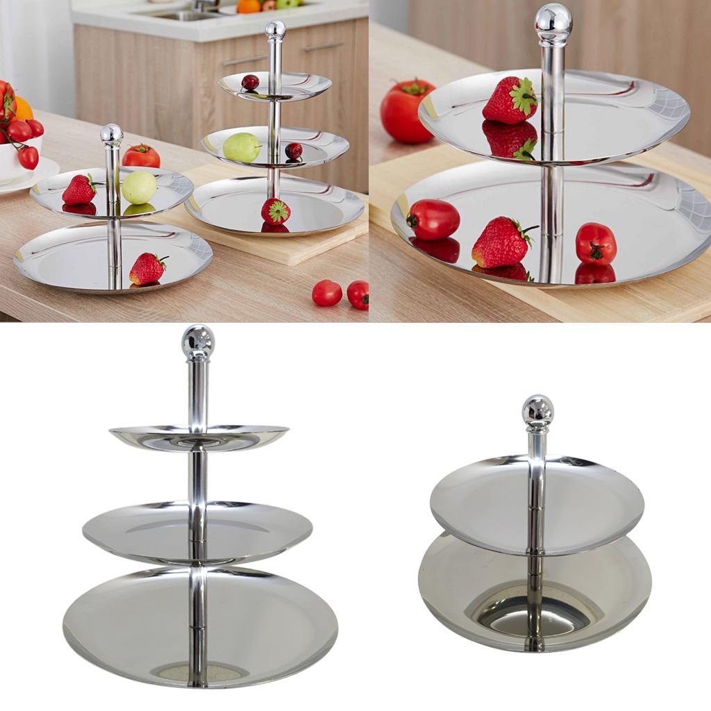 2 Tier Stainless Steel Cake Stand Fruit Plate Wedding Birthday Party Decor