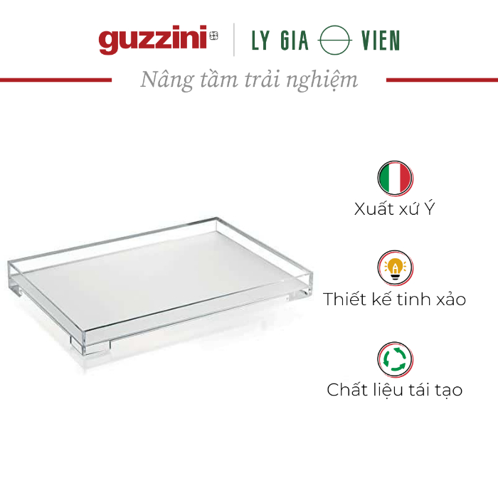 Khay Nhựa Cao Cấp Cỡ Lớn Guzzini L Tray Essence  - Thiết Kế Hiện Đại - Dễ Dàng Cầm - Đế Phủ Satin Chống Trầy