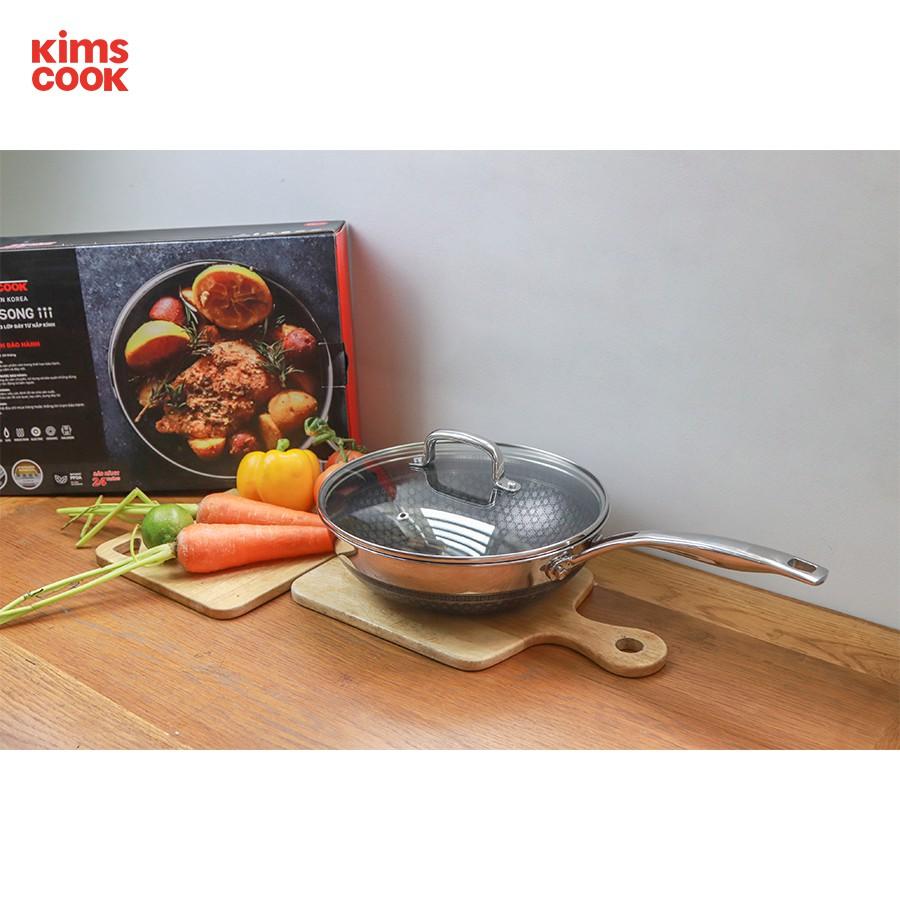 Chảo chống dính 2 mặt sâu lòng inox 304 BLACKCUBE KimsCook dòng noonsong 3 lớp đúc liền đáy liền cào không xước,siêu bền