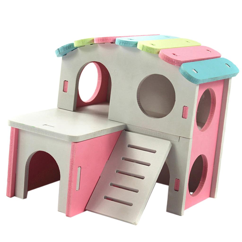 Hamster Hedgehog Mouse Guinea Pig Bed House Cage Ladder Exercise Toy Pink
