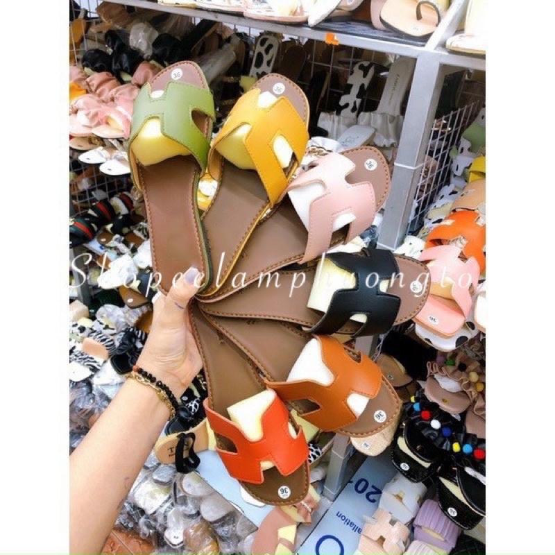 Dép chữ H đế NÂU quai nhiều màu