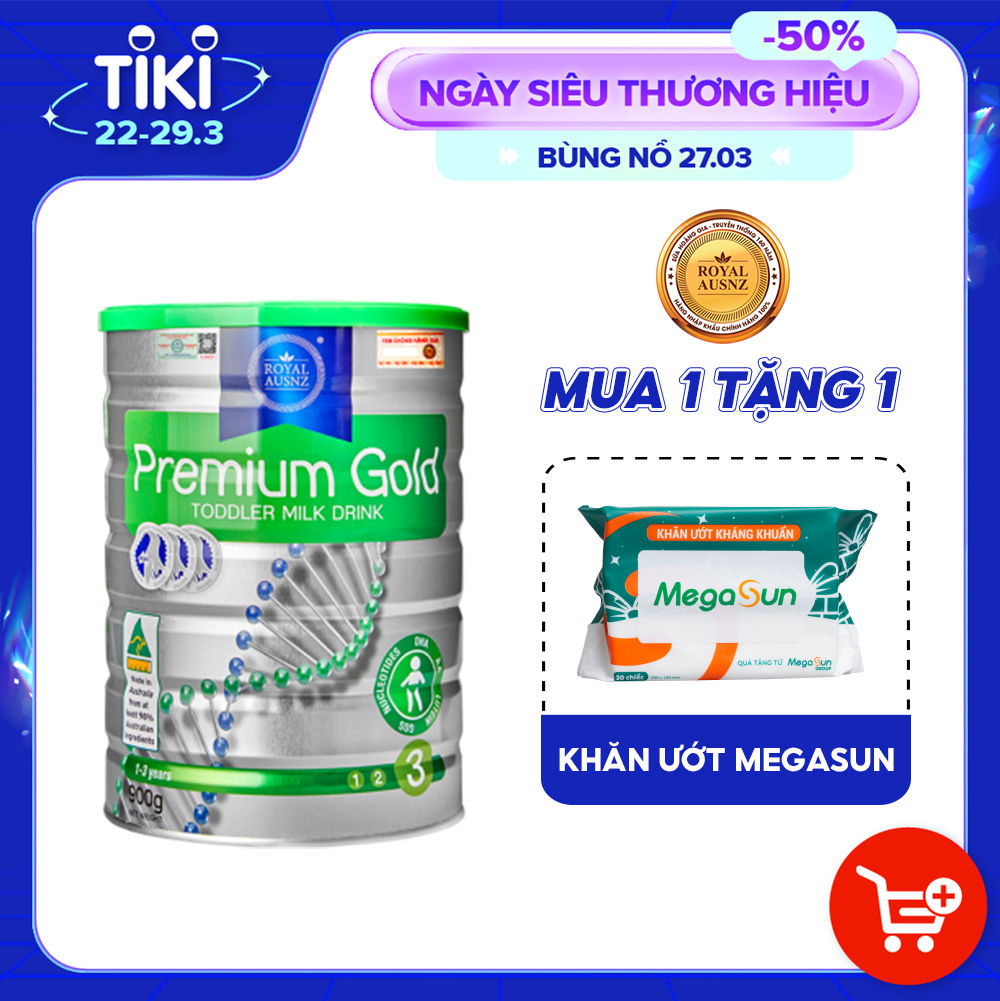 Sữa Bột Hoàng Gia Úc Royal Ausnz Premium Gold Số 3 Bổ Sung Vitamin, Khoáng Chất Cho Trẻ 900G