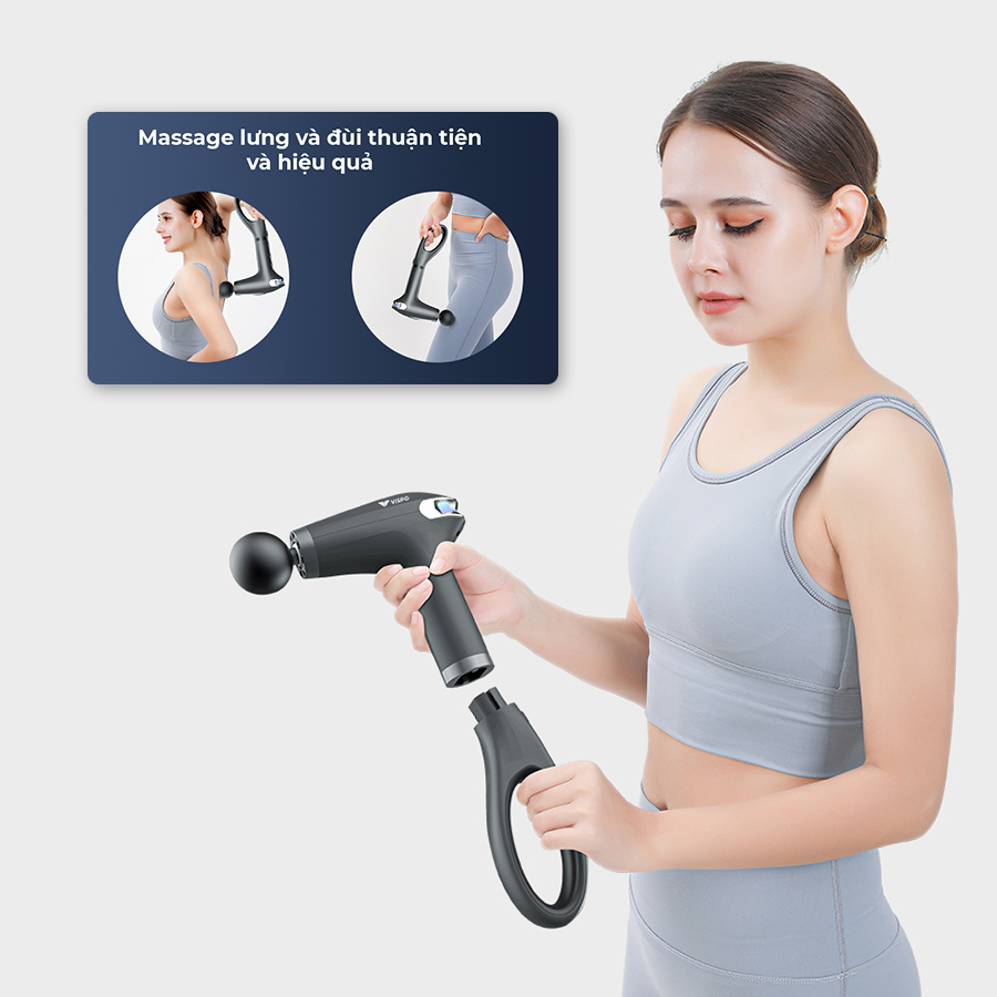 Máy Massage Cầm Tay Vispo VP-S23 - 8 Cấp Độ Massage Với Tay Cầm Cán Dài, Phù Hợp Cho Người Tập Gym, Giãn Cơ Hiệu quả - Máy Massage Toàn Thân