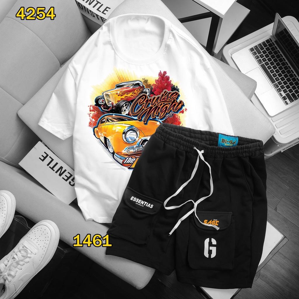 Set bộ quần , áo thun hình xe đua unisex nam, nữ tay lở from rộng ,áo phông unisex oversize giá rẻ BIKEN
