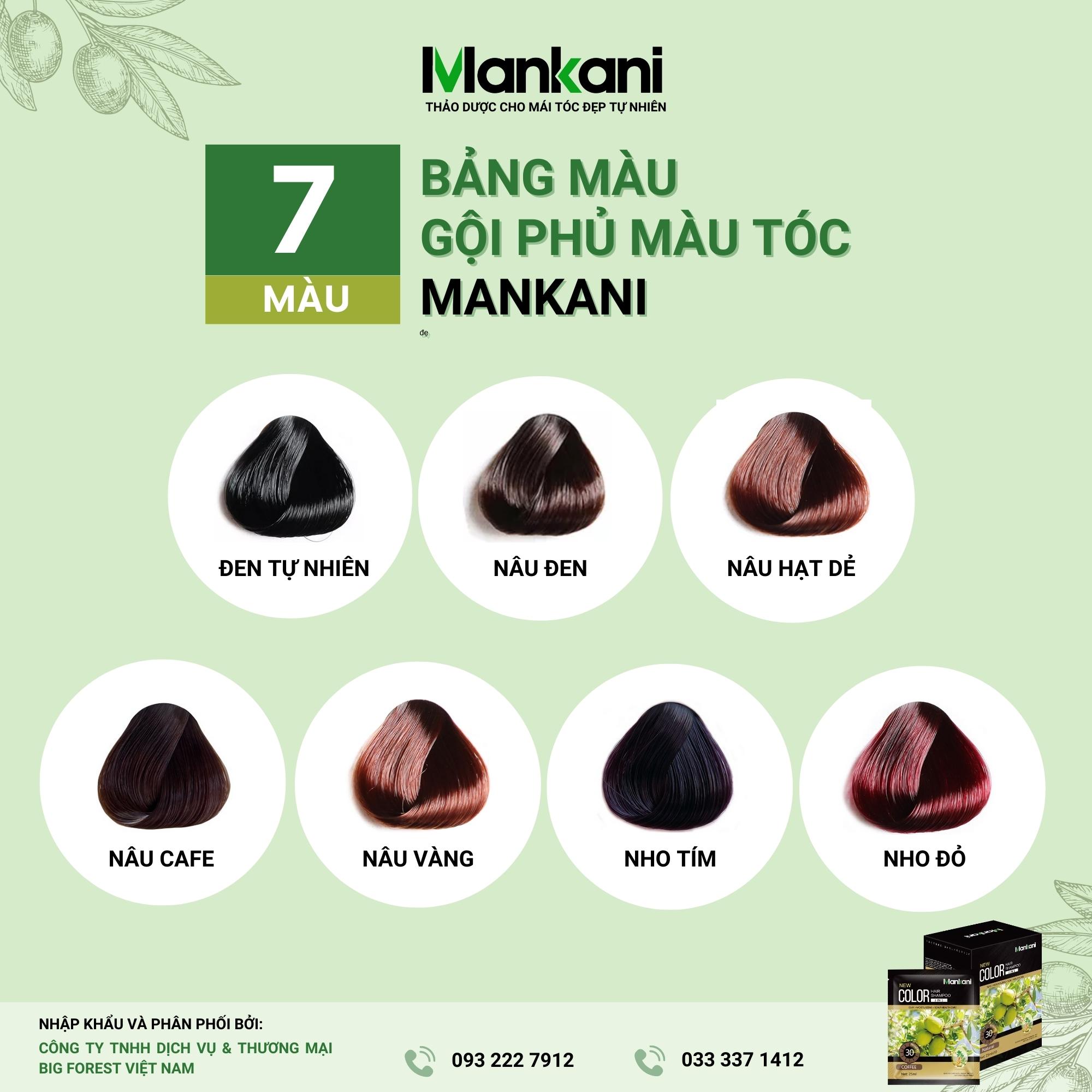 Gói Dầu Gội Nhuộm Tóc, Phủ Bạc Thảo Dược Mankani