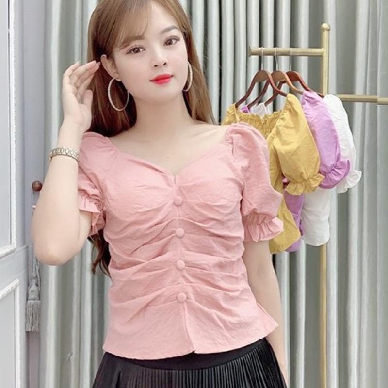Áo kiểu áo sơ mi trắng cổ hoa ren ảnh thật