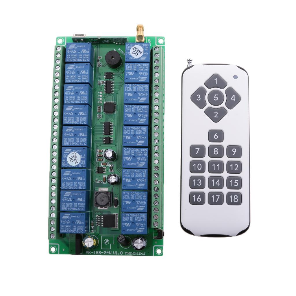 18CH DC 12V-24V Wireless Remote Control Relay Switch Transceiver &Receiver