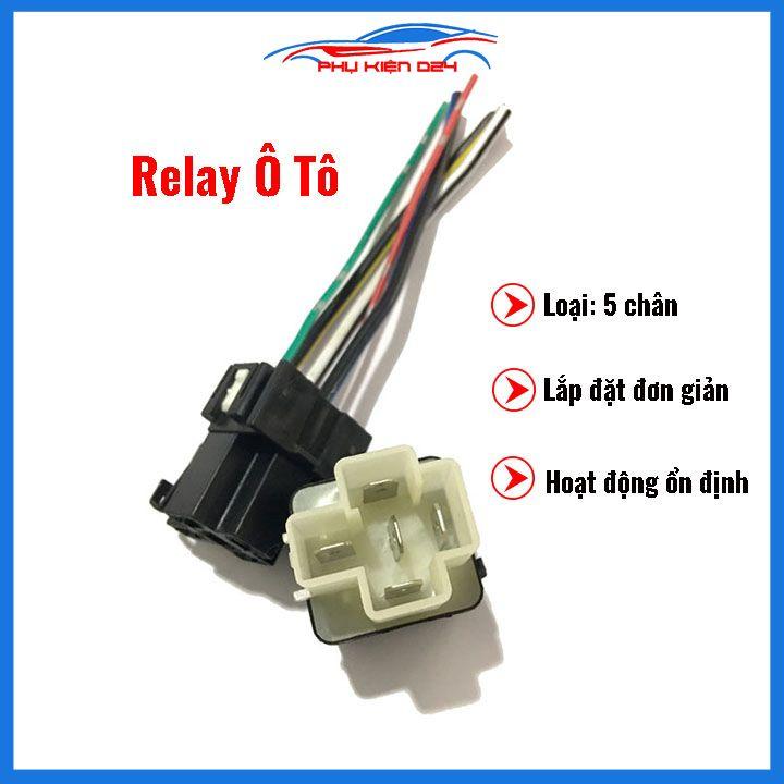 Rơ le ô tô 12V 5 chân đen có sẵn dây điện chờ nối