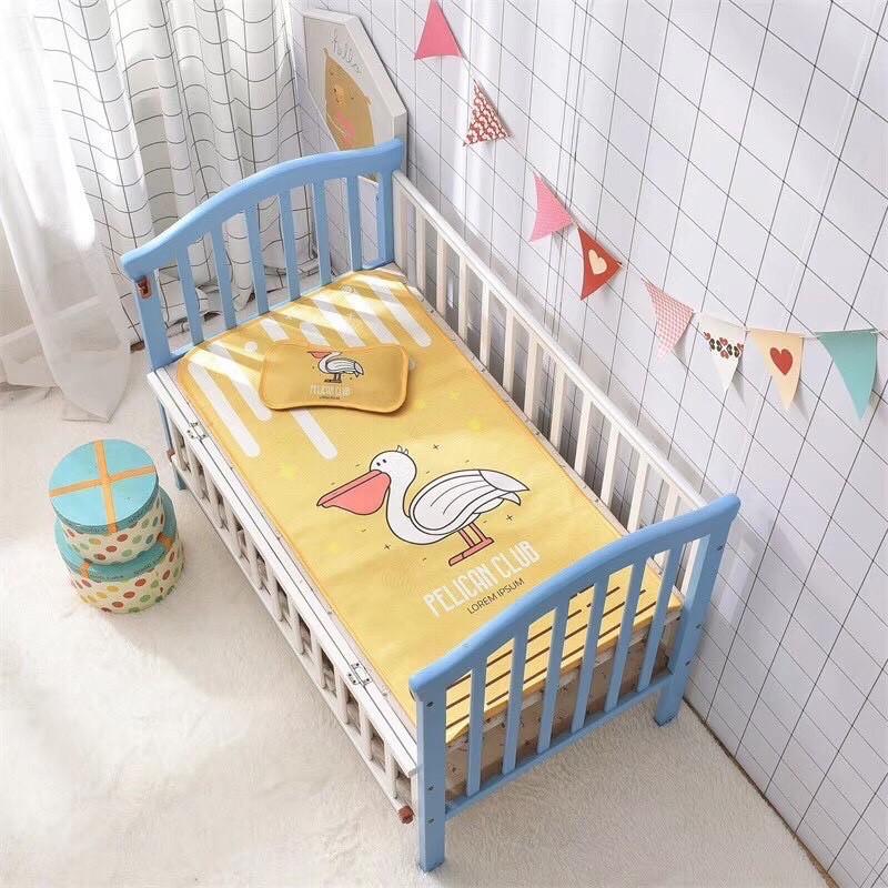 (Loại 1) Chiếu Lụa Điều Hoà Kèm Gối Cho Bé 60x120cm