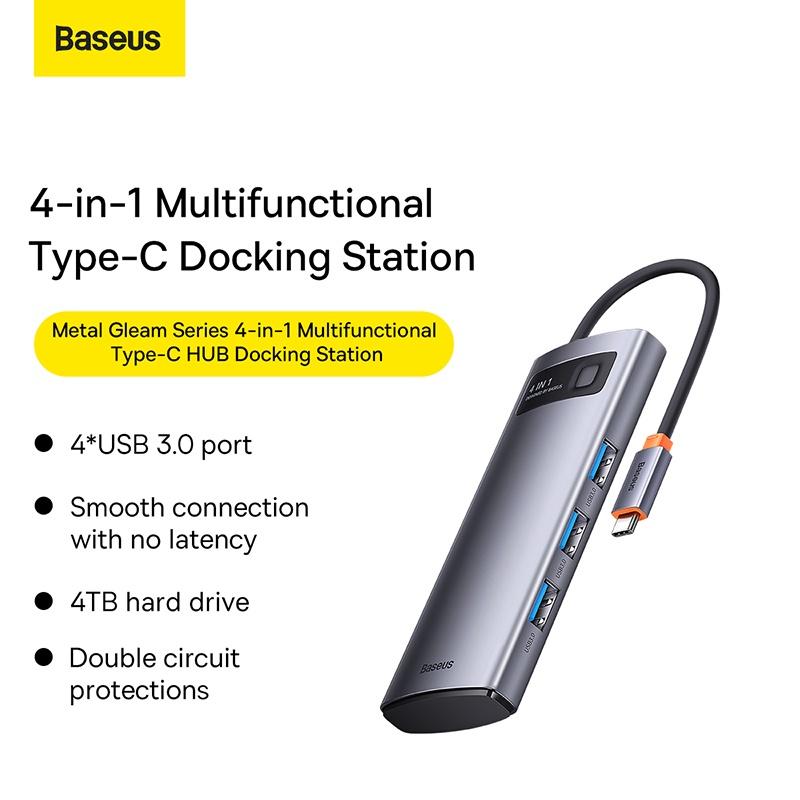 Bộ Hub Mở Rộng Cho Macbook/Laptop Baseus Metal Gleam Multifunctional Type-C HUB Docking Station