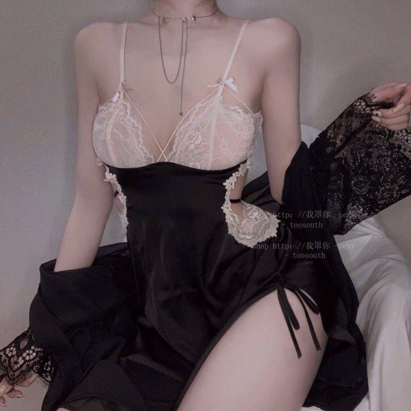 Đồ ngủ Sexy, Váy ngủ 2 dây lụa khoét eo sexy gợi cảm ST04