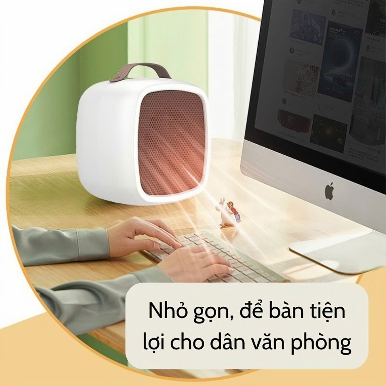 Máy sưởi mini công suất 500-1000W, quạt sưởi mini để bàn Q124, thiết kế nhỏ gọn, làm nóng tức thì, hàng chính hãng, bảo hành 12 tháng