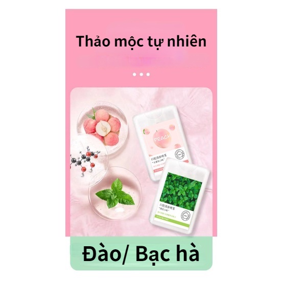 (Mẫu chai vuông ) Xịt thơm miệng hương đào, bạc hà heyxi loại bỏ mùi hôi thơm miệng sát khuẩn