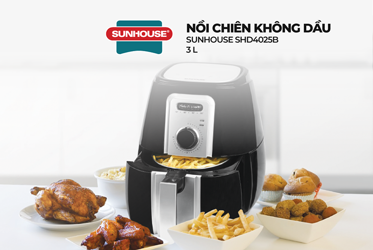 Nồi Chiên Không Dầu Sunhouse SHD4025B (3.0 Lít) - Hàng Chính Hãng