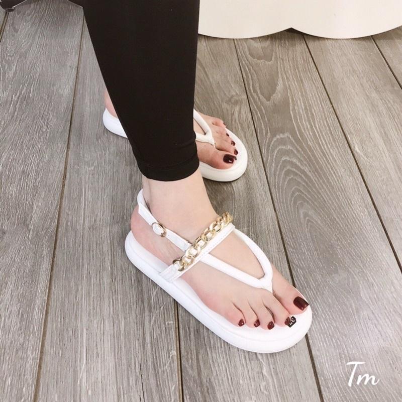 Sandal nữ đế bánh mì DÂY TRÒN QUAI XÍCH NGANG mẫu mới trend