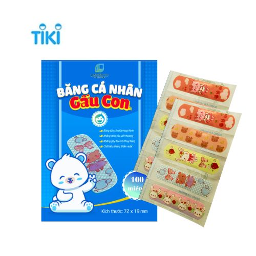 BĂNG CÁ NHÂN HÌNH GẤU HỘP 100 MIẾNG