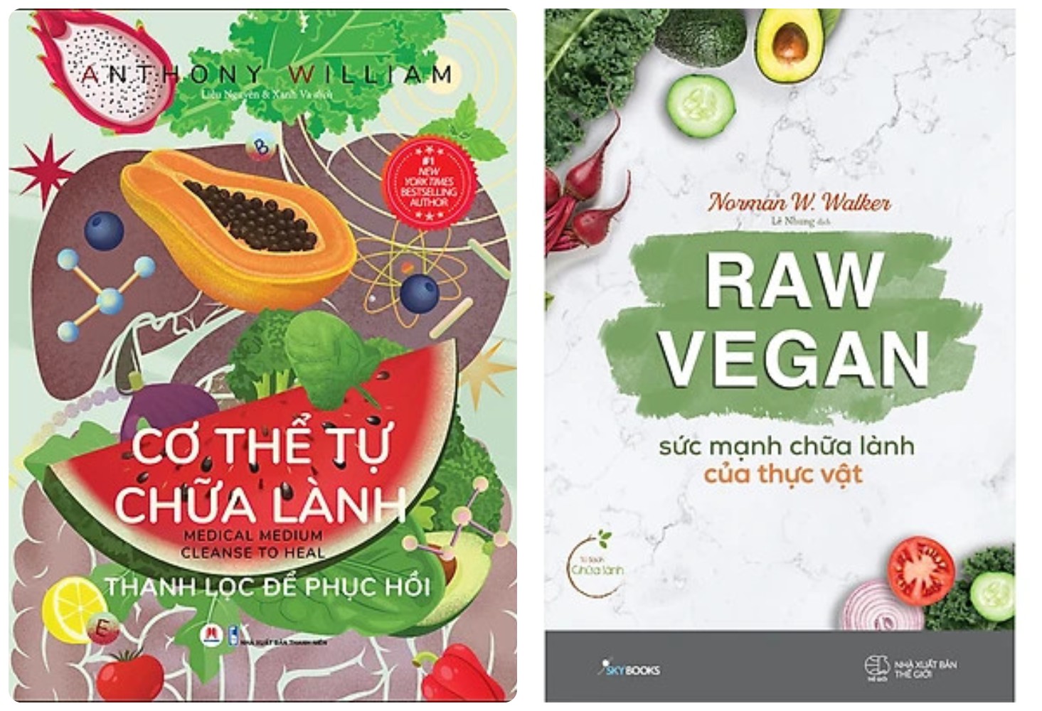 Combo 2Q sách sức khỏe: Cơ Thể Tự Chữa Lành - Thanh Lọc Để Phục Hồi + Raw Vegan – Sức Mạnh Chữa Lành Của Thực Vật (Tặng Kèm Bookmark)