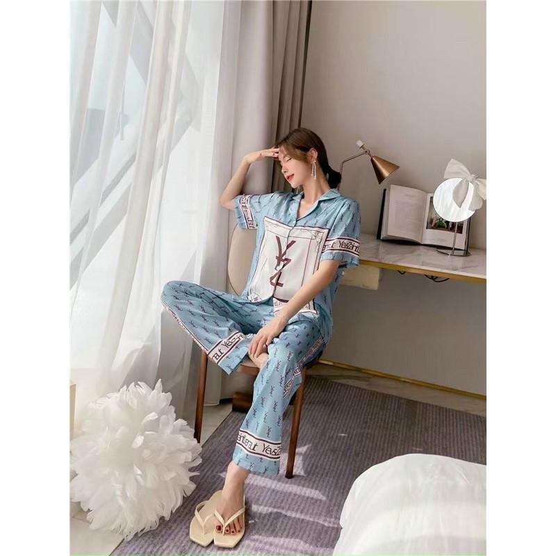 BỘ PIJAMA CỘC TAY QUẦN DÀI CHỮ L V SIÊU XINH