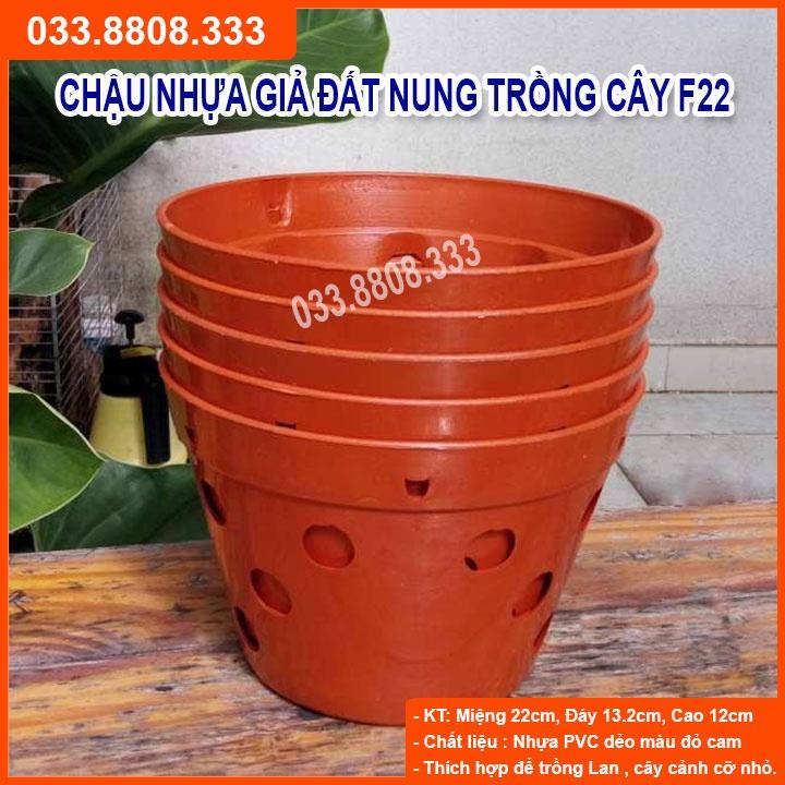 10 Chậu Nhựa Trồng Lan Giả Đất Nung Phi22- Chậu Có Lỗ Thoát Nước