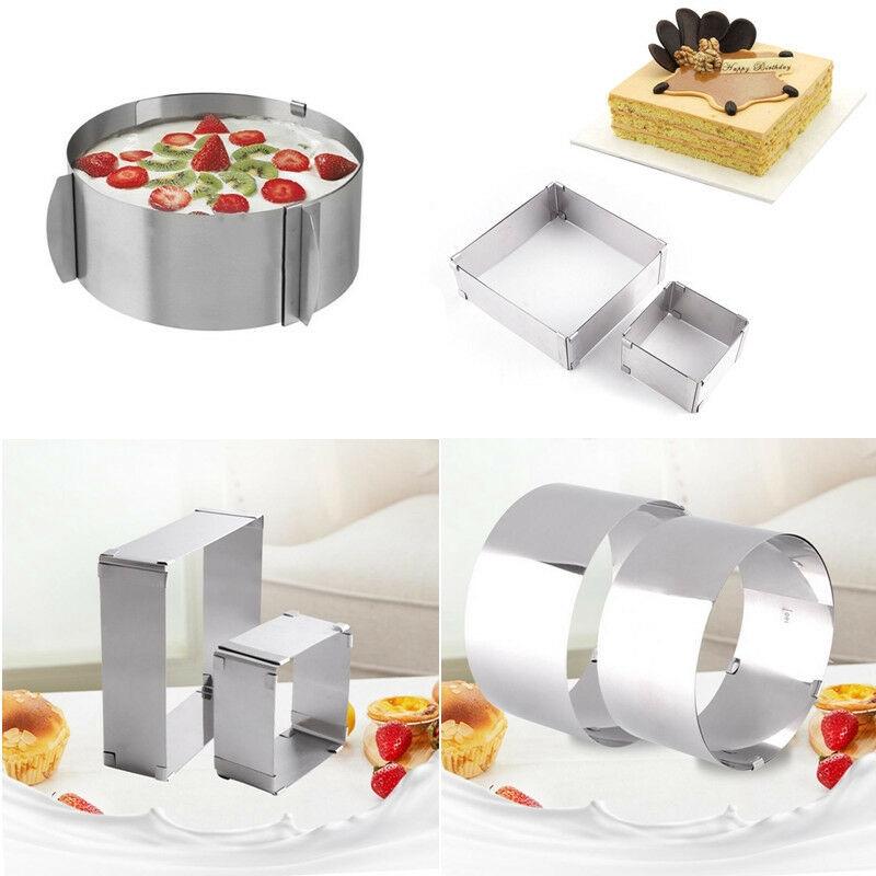 Khuôn Cắt Bánh Hình Tròn / Vuông Bằng Thép Không Gỉ Điều Chỉnh Được