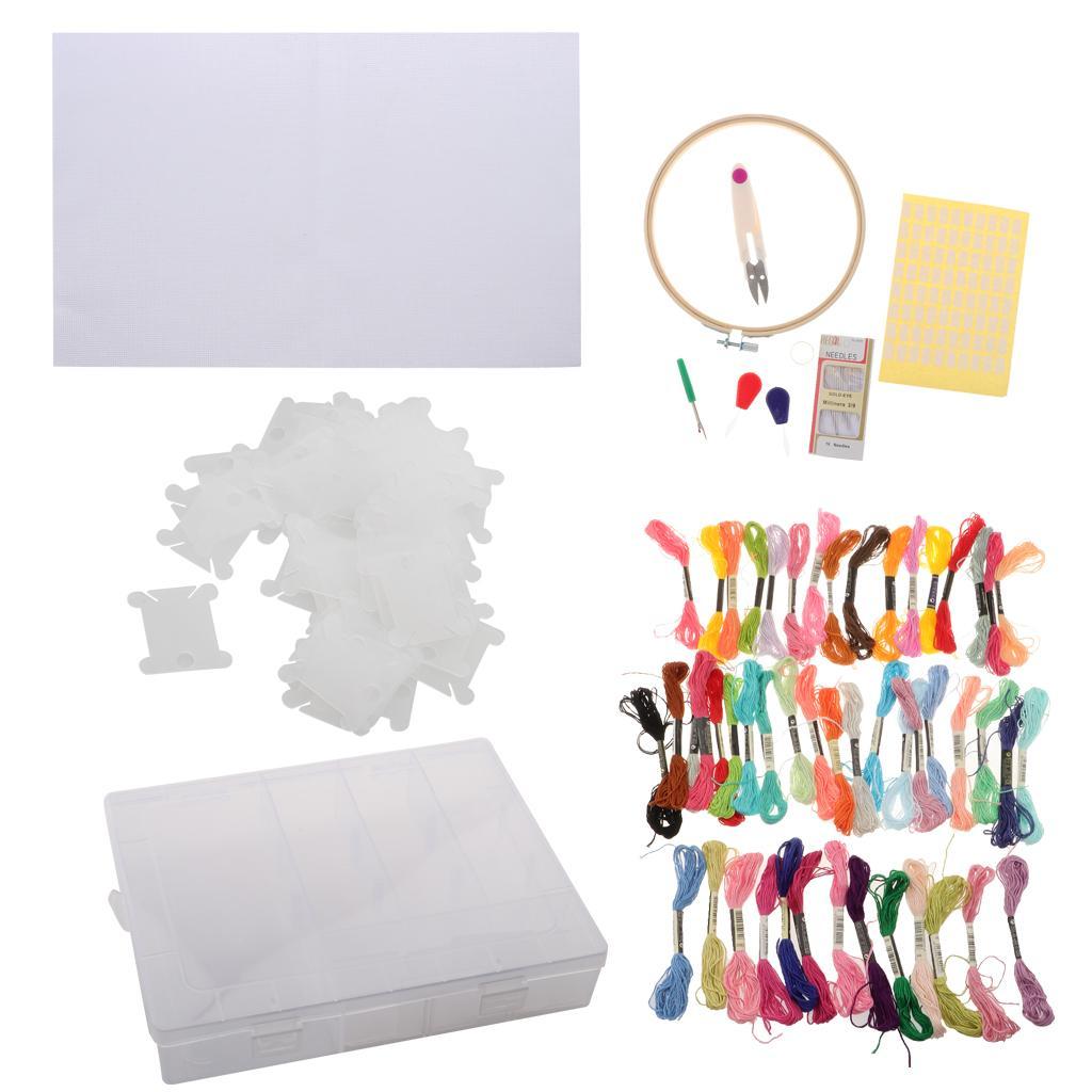 Embroidery Starter Kit with 50 Color Threads & Cross Stitch Hoops & Needles