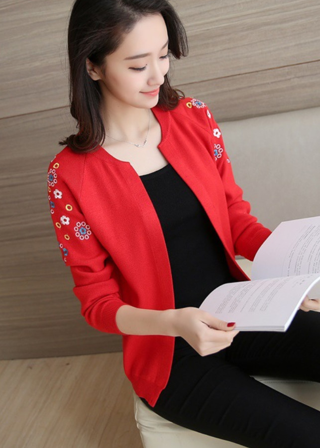 Áo Len Nữ Cardigan Áo Khoác Len Kiểu Hàn Quốc Thêu Hoa ALN020 MayHomes Thời Trang Thu Đông