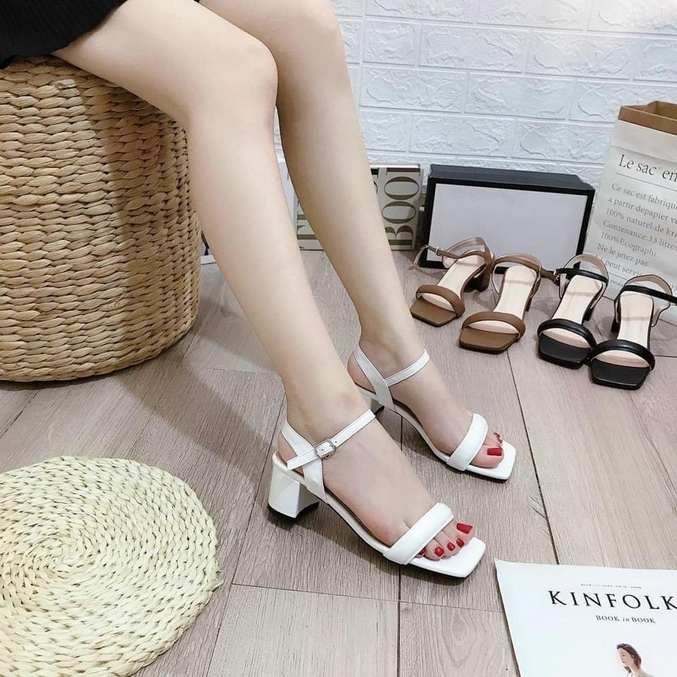 Sandal quai thừng gót vuông 6 phân phong cách vintage truyền thống êm chân dễ đi