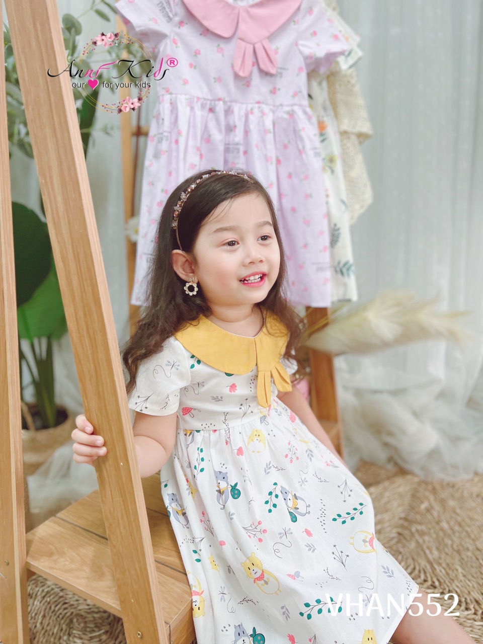 Váy cổ sen tai thỏ cho bé gái 7kg-33kg