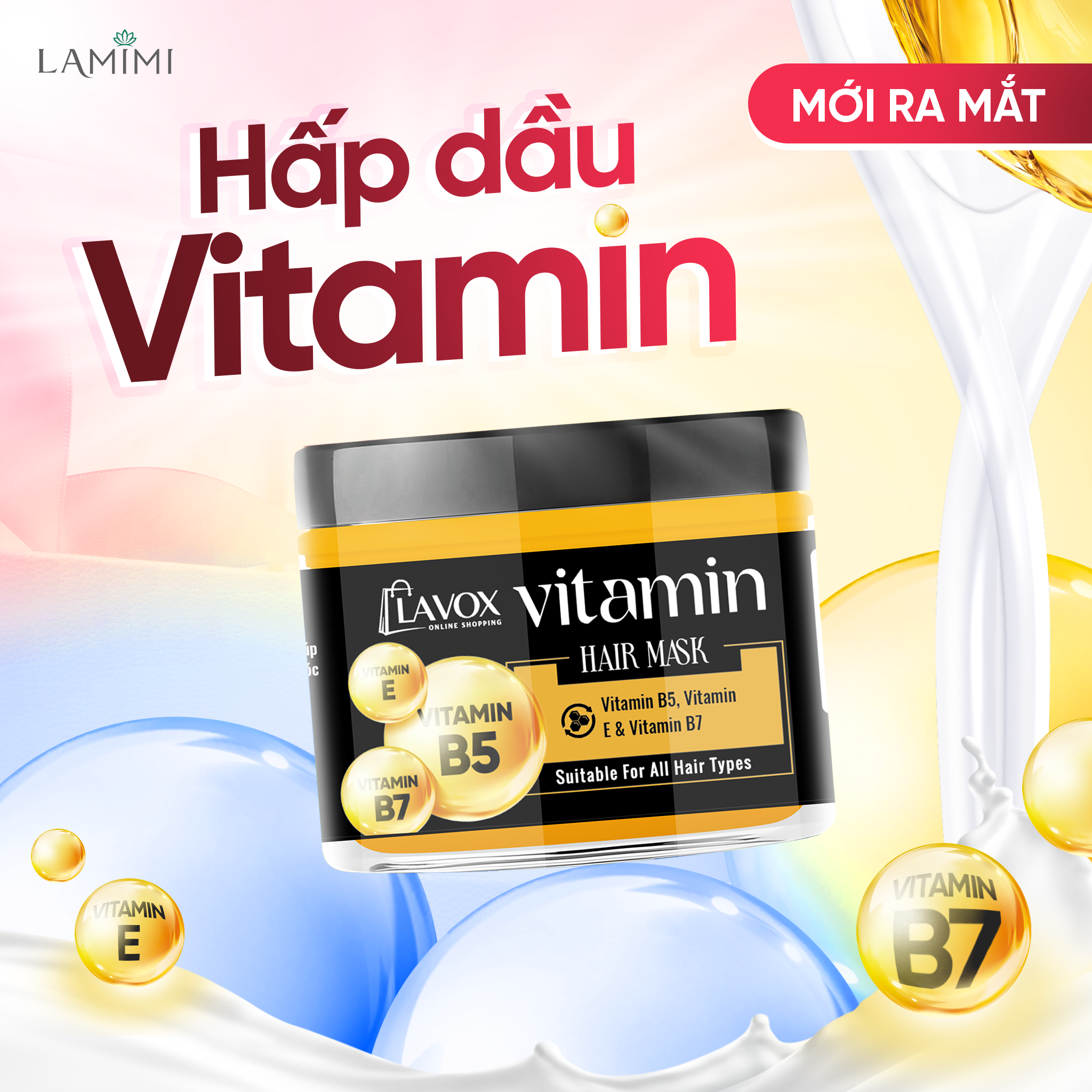 Kem Ủ Tóc Hấp Dầu Lavox Online Shopping Vitamin 120ml - Giảm Gãy Rụng Dưỡng Tóc Lamimi Chính Hãng