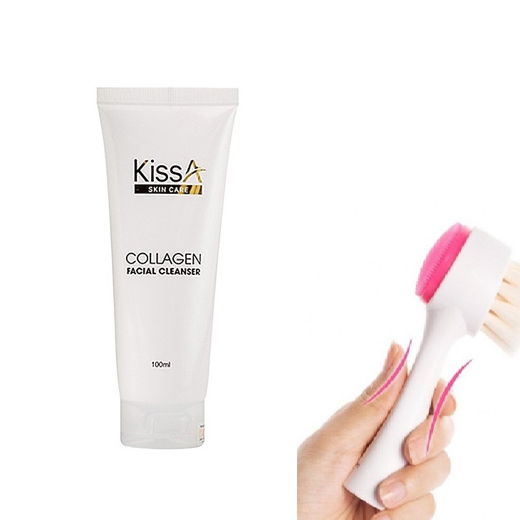 Sữa rửa mặt collagen KissA TẶNG NGAY Cọ rửa mặt silicon Hàn quốc 2 đầu