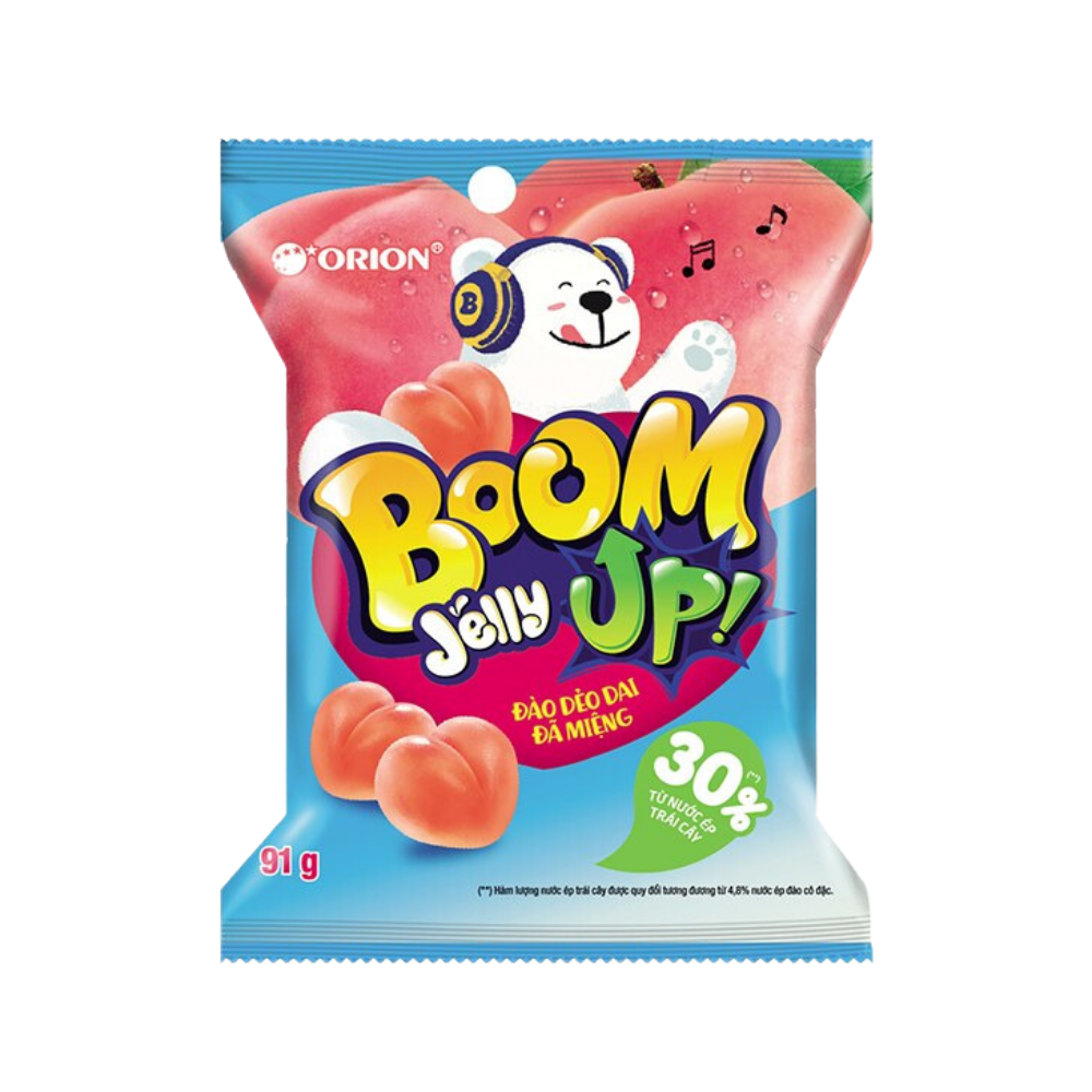 Kẹo Dẻo Boom Jelly THẠCH Orion Hương Đào túi 91G