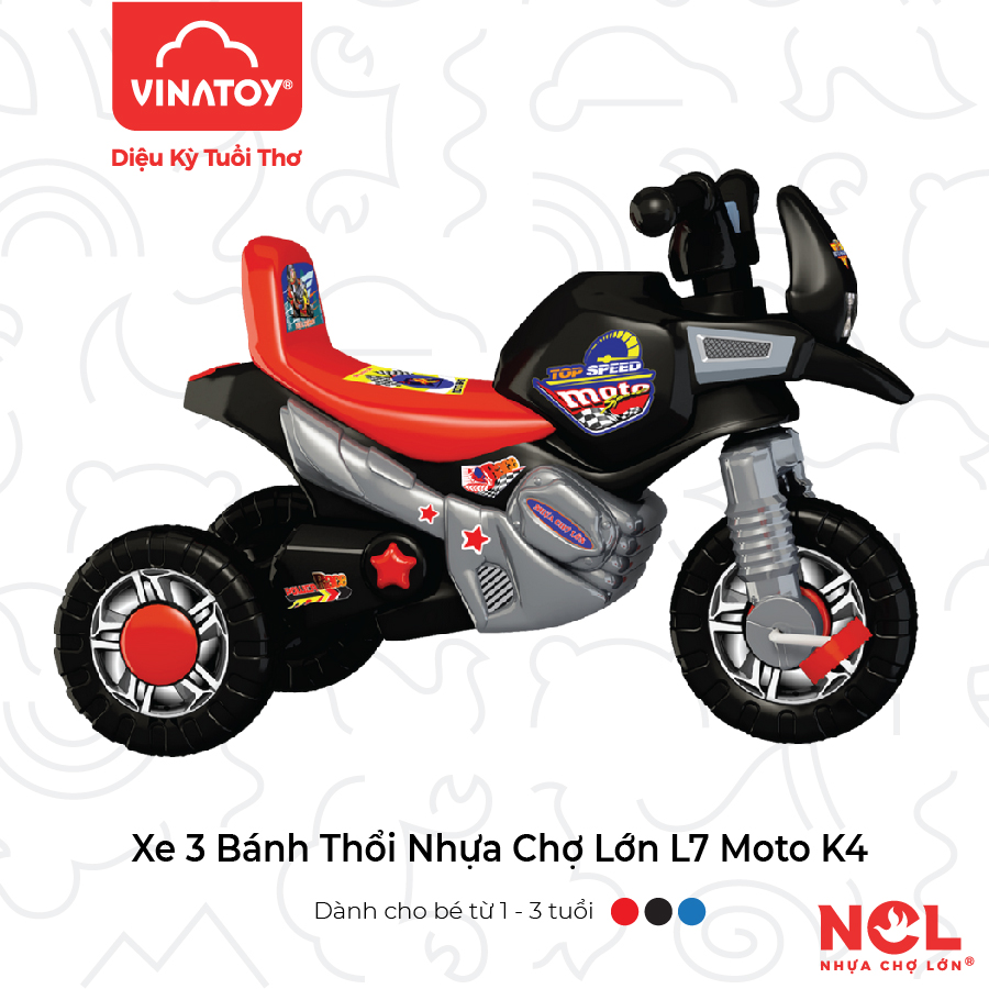 Xe 3 Bánh Nhựa Chợ Lớn L7 Moto K4 (Không Nhạc) - M1674A-X3B