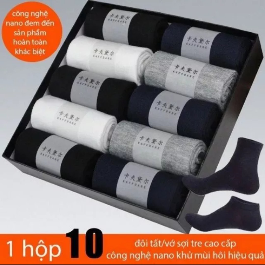 SET HỘP 10 ĐÔI TẤT NAM DỆT KIM KHÁNG KHUẨN NAM CAO CẤP