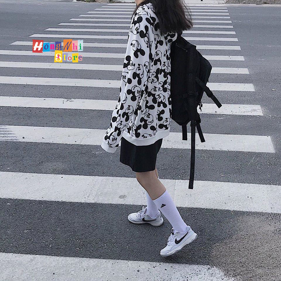 Áo Khoác Hoodie Zip 3D Oversize Ulzzang Unisex Hình Mickey Dáng Rộng - MM