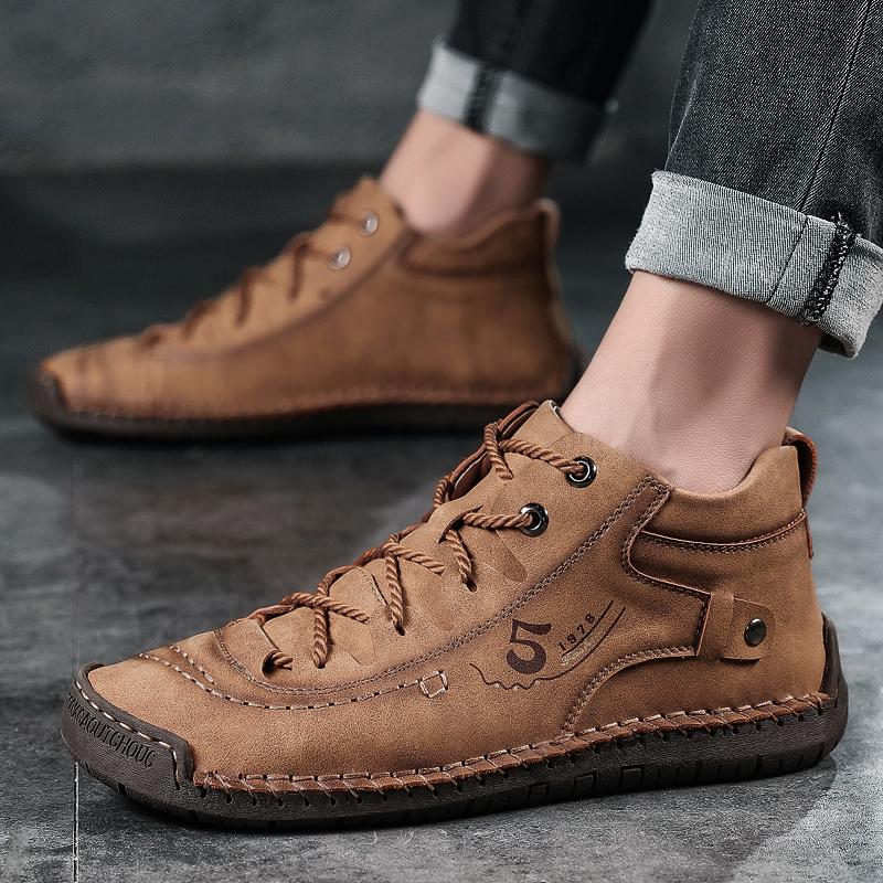 LCRTZKG giày da nam mới thoải mái ngoài trời chất lượng cao thời trang mềm mại Homme cổ điển mắt cá chân chống trơn giày đế bằng Moccasin xu hướng