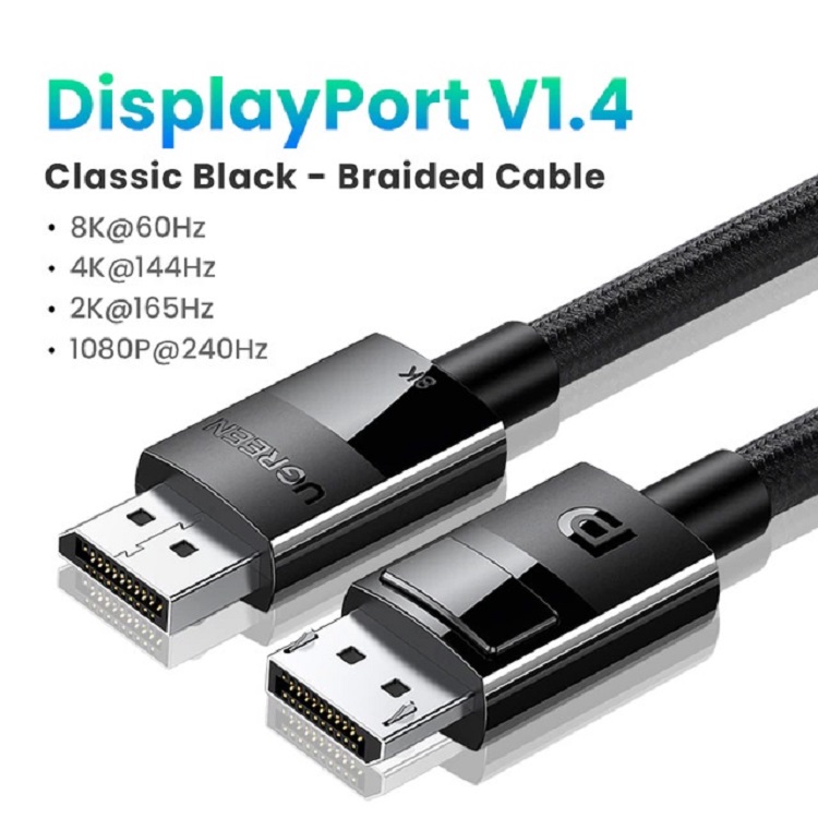 Cáp Displayport 1.4 dài 2M hỗ trợ 8K@60Hz Ugreen cao cấp - hàng chính hãng